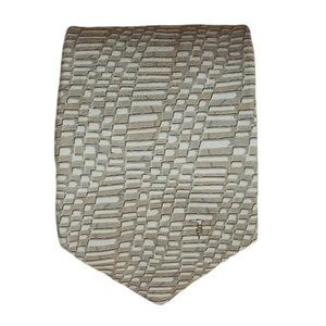 🆕 TRUSSARDI Beige Geometric With Logo Silk Tie ITALY 58"-3,6" NWOT
